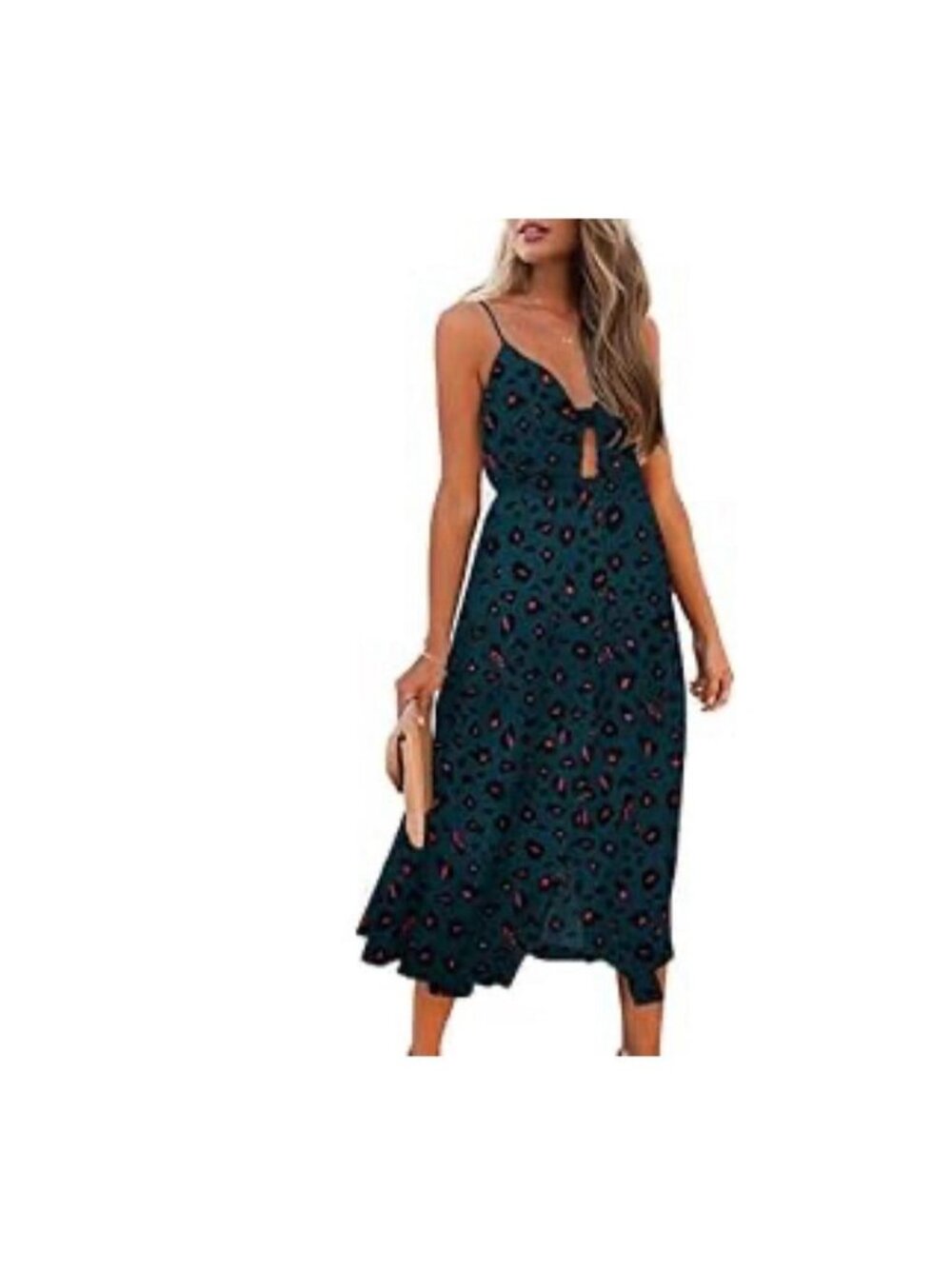 green & pink leopard print midi dress  #dress #summer #vacation #cute